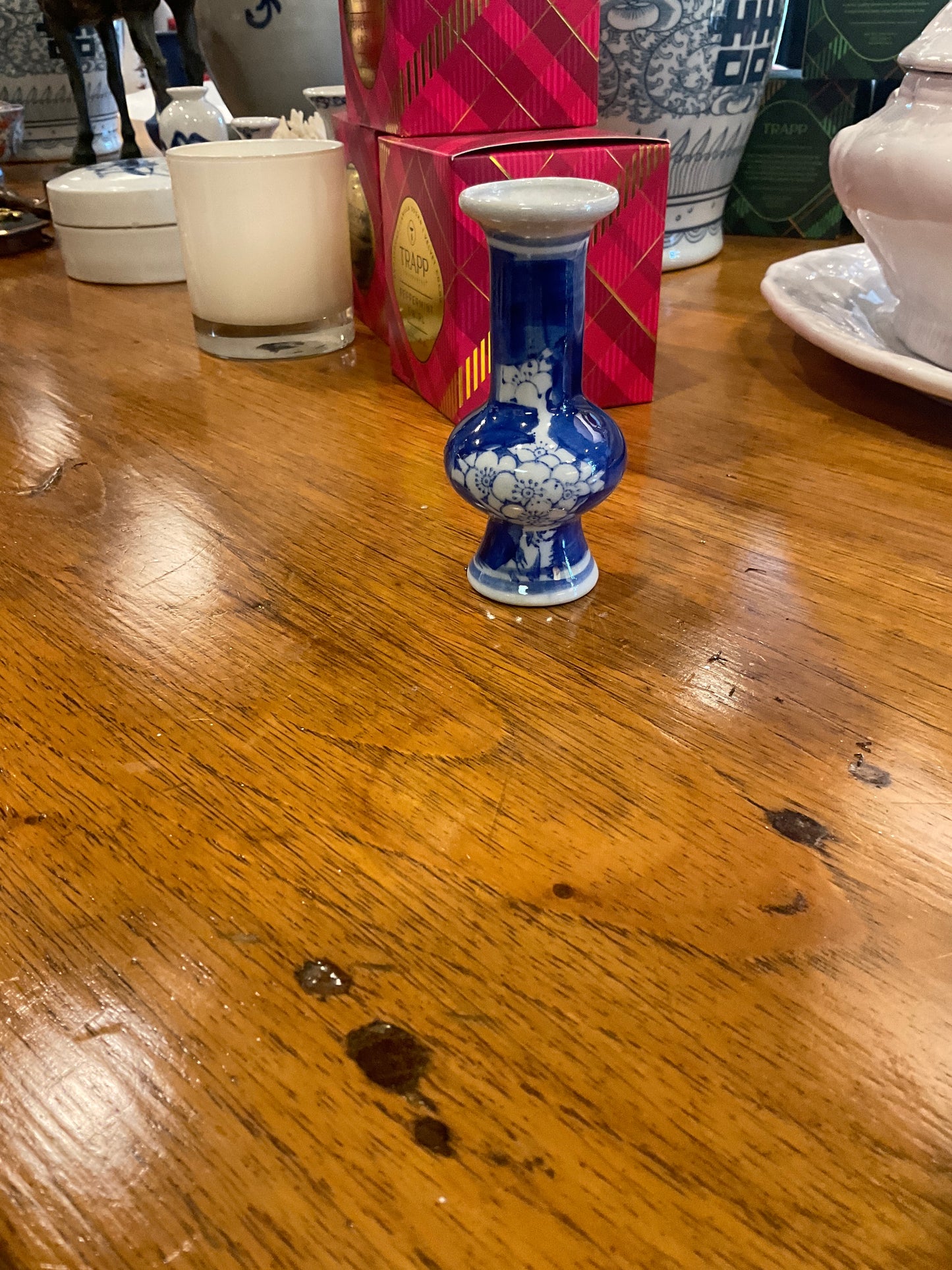 Blue and White Asian Bud Vase