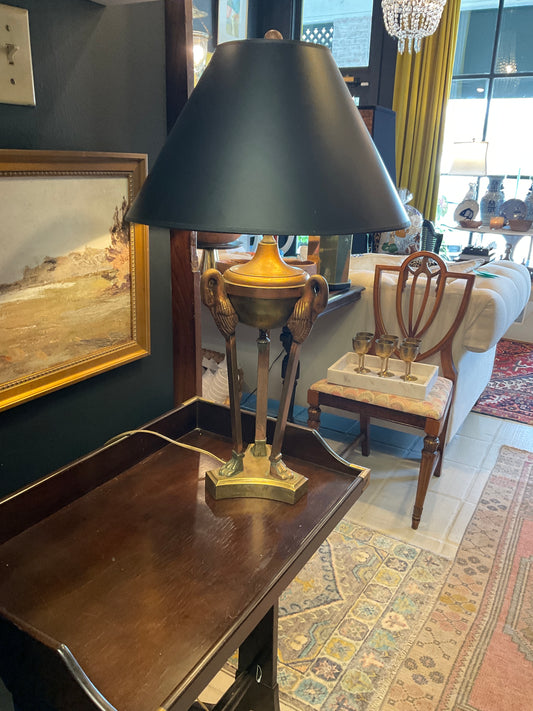 Brass lamp with black shade