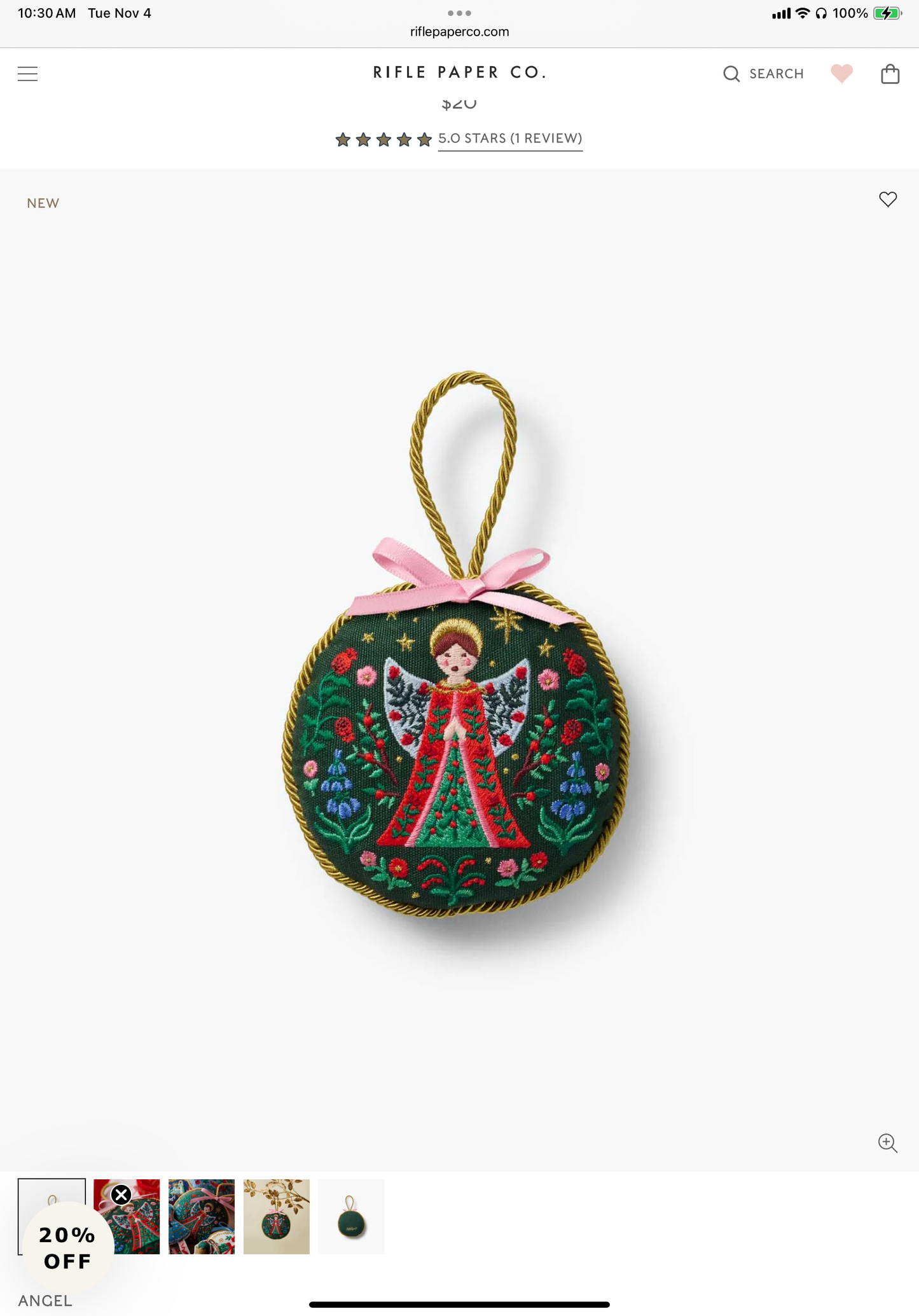 Embroidered Angel Ornament