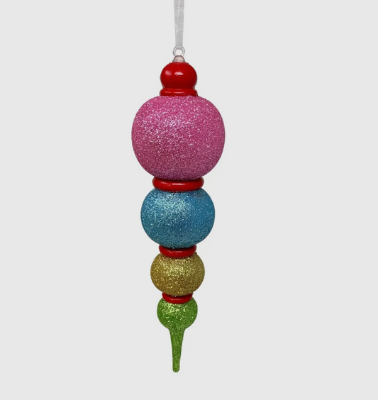 Glitter Multi Color Finial Ornament