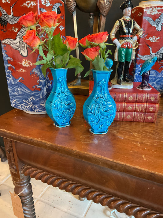 Small turquoise vases