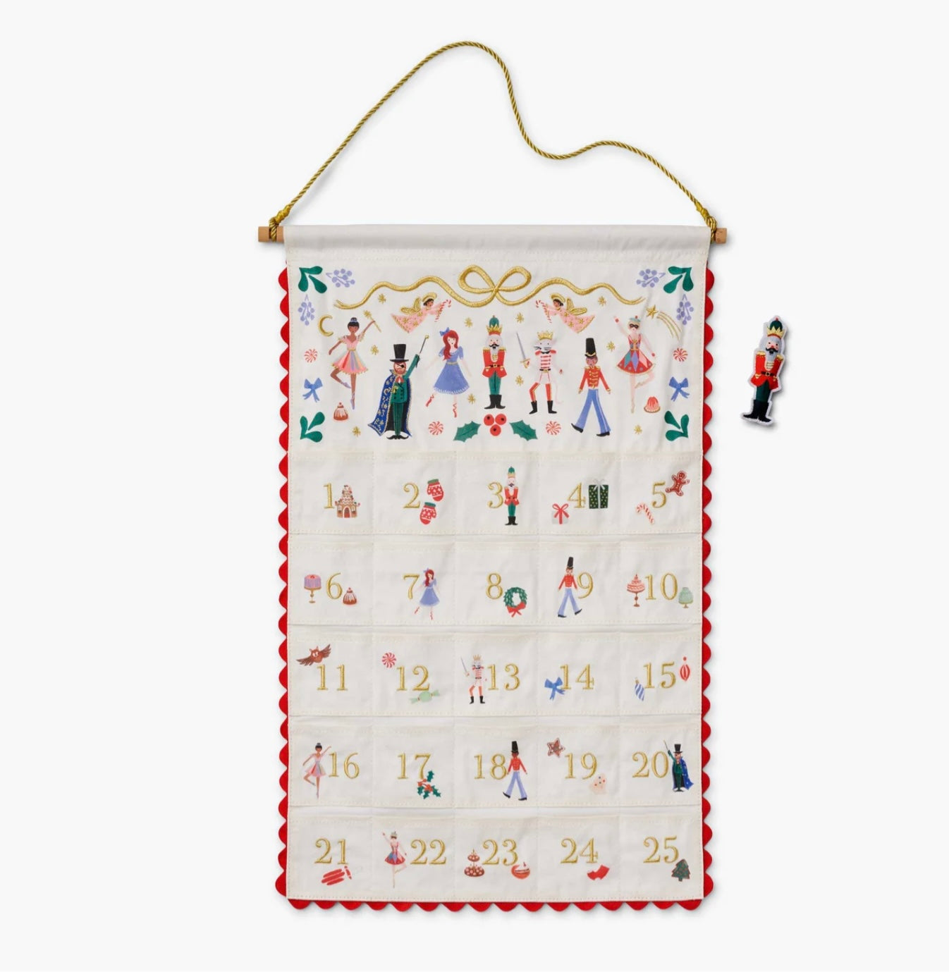 Nutcracker Embroidered Hanging Advent Calender