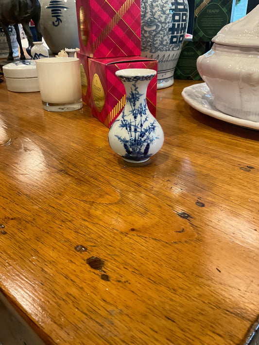 Blue and White Asian Bud vase
