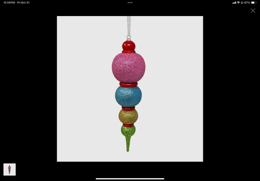 Glitter Multi Color Finial Ornament