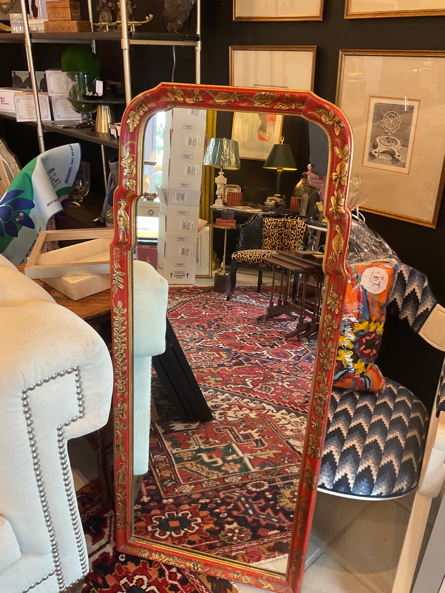 Chinoisere red mirror