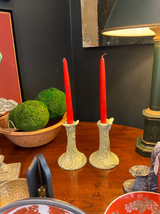 Green candle holders